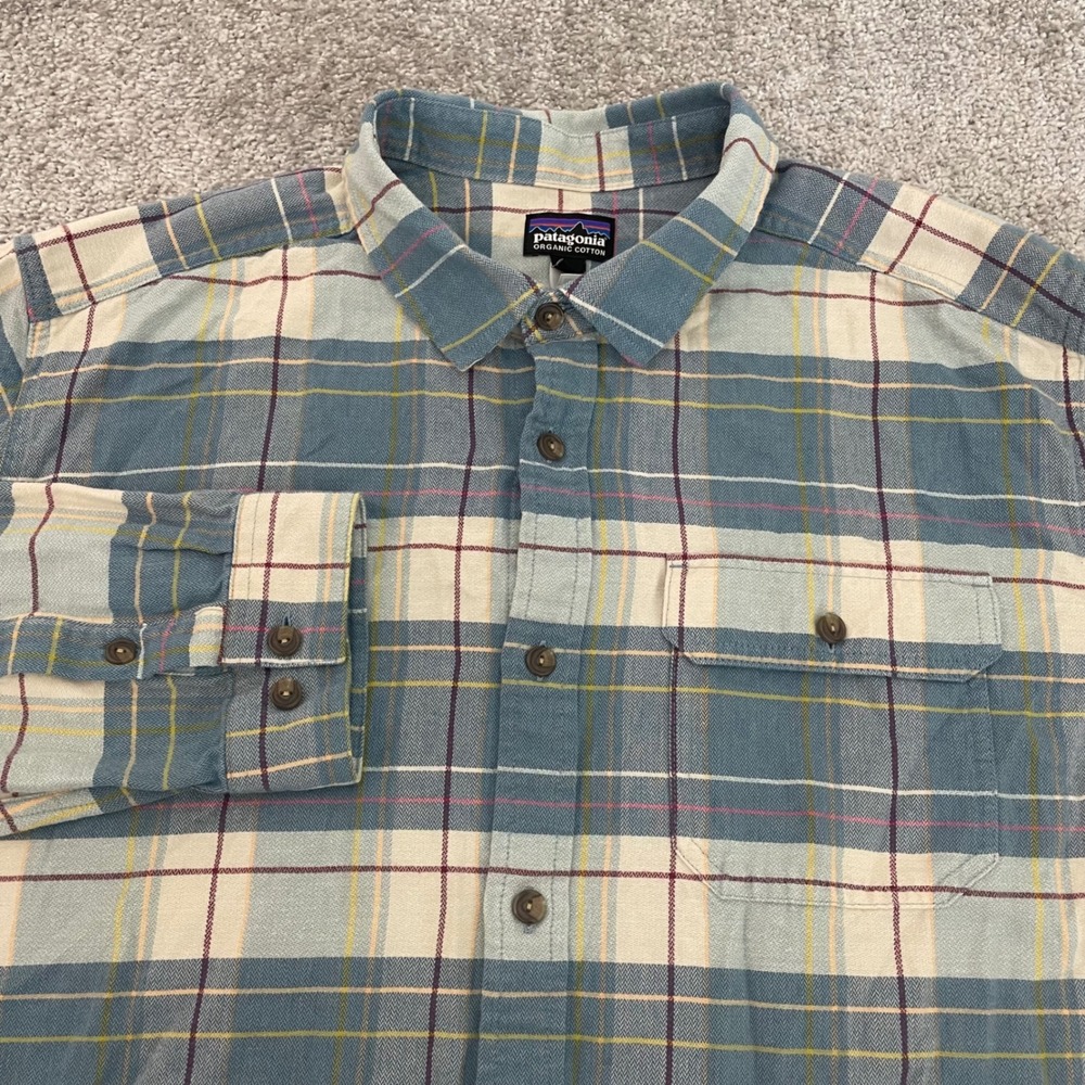 Patagonia Flannel Shirt Shirt Mens Extra Large Fjord Lightweight Organic Cotton